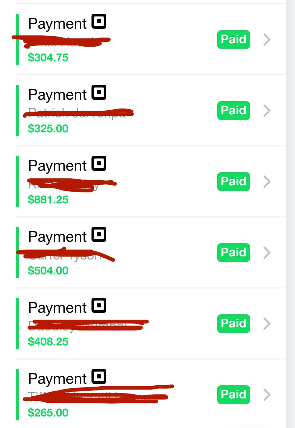 Individual bookings from Square
